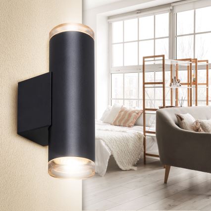 Brilagi - Vannas istabas sienas punktveida gaismeklis SELE AQUA 2xGU10/30W/230V IP44 melns