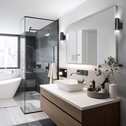 Brilagi - Vannas istabas sienas punktveida gaismeklis SELE AQUA 2xGU10/30W/230V IP44 melns