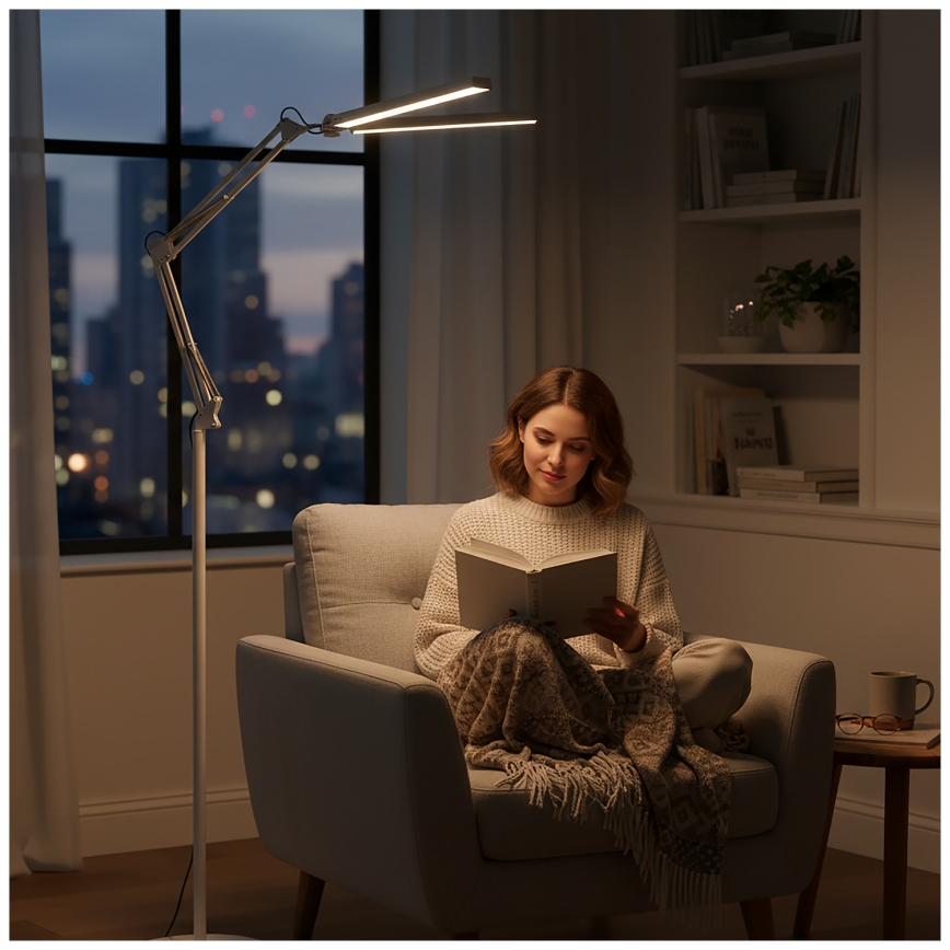 BRILAGI - VARIO LED lokana stāvlampa ar regulējamu spilgtumu, 14 W, 230 V, 3000–6000 K, 157 cm, balta