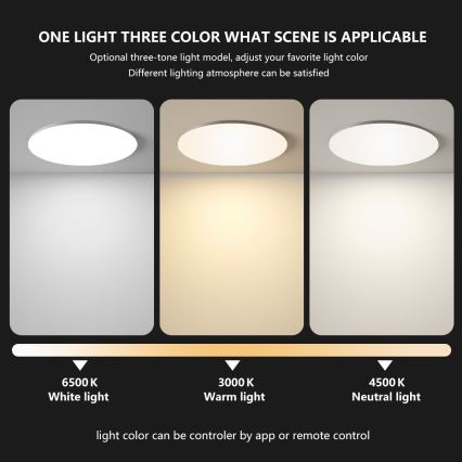 Brilagi - SMART LED regulējama griestu lampa LED/24W/230V diam. 38 cm 3000-6000K Wi-Fi Tuya Beacon + tālvadības pults