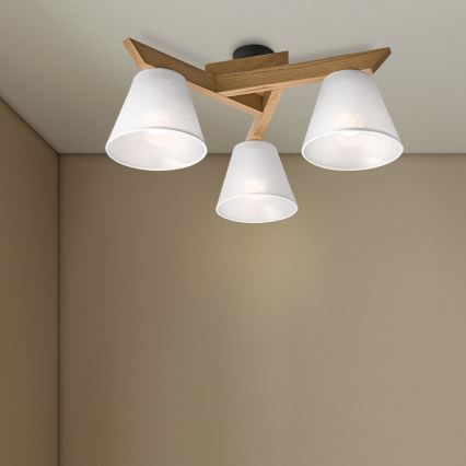Brilagi - Virsapmetuma lustra ANTHONY 3xE14/40W/230V ozols/balta