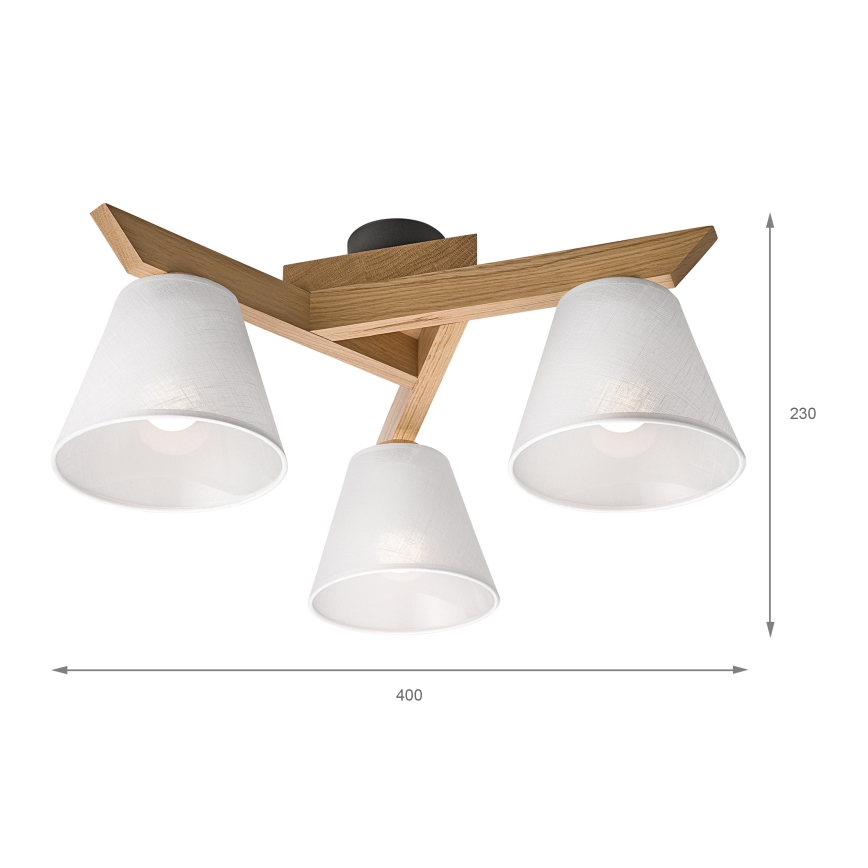 Brilagi - Virsapmetuma lustra ANTHONY 3xE14/40W/230V ozols/balta