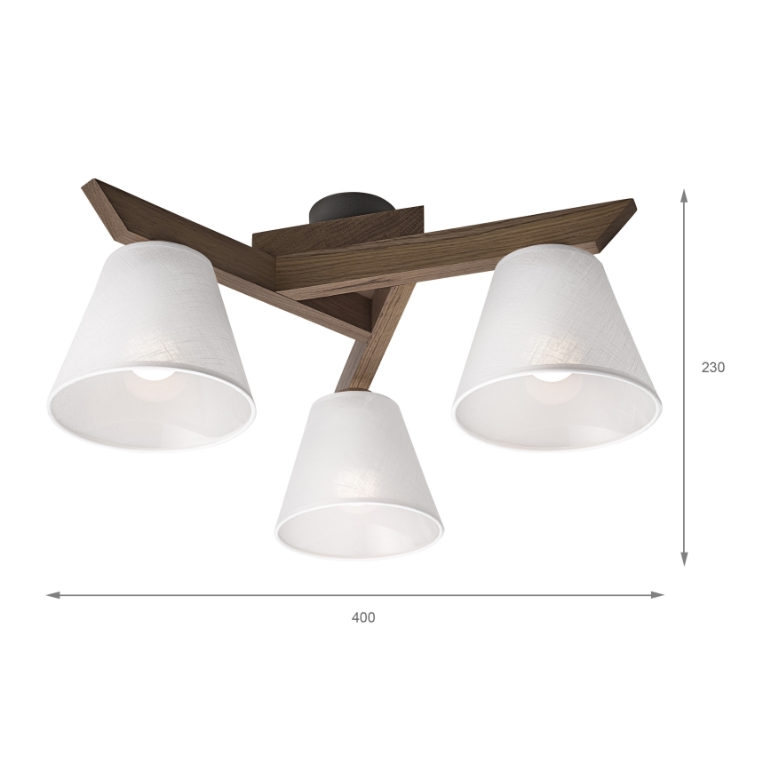 Brilagi - Virsapmetuma lustra ANTHONY 3xE14/40W/230V ozols/balta