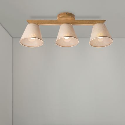 Brilagi - Virsapmetuma lustra ANTHONY 3xE14/40W/230V ozols/bēša