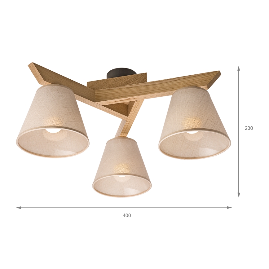 Brilagi - Virsapmetuma lustra ANTHONY 3xE14/40W/230V ozols/bēša