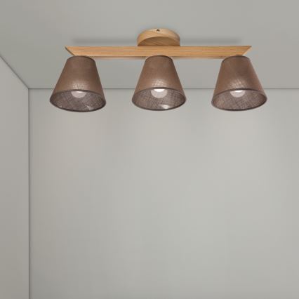 Brilagi - Virsapmetuma lustra ANTHONY 3xE14/40W/230V ozols/brūna