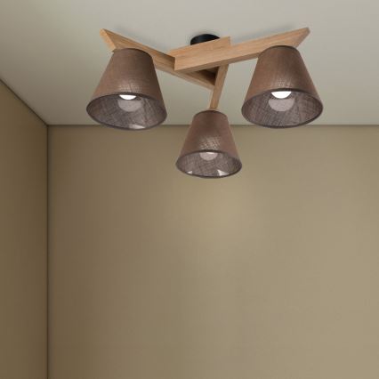 Brilagi - Virsapmetuma lustra ANTHONY 3xE14/40W/230V ozols/brūna