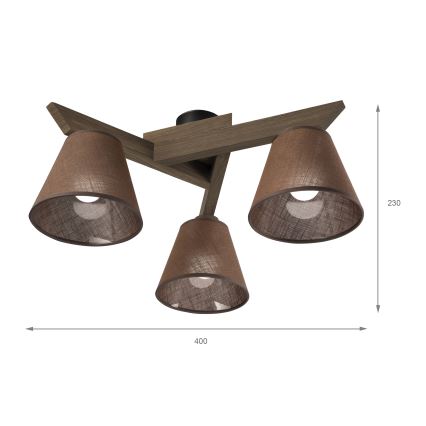 Brilagi - Virsapmetuma lustra ANTHONY 3xE14/40W/230V ozols riekstkoks/brūna