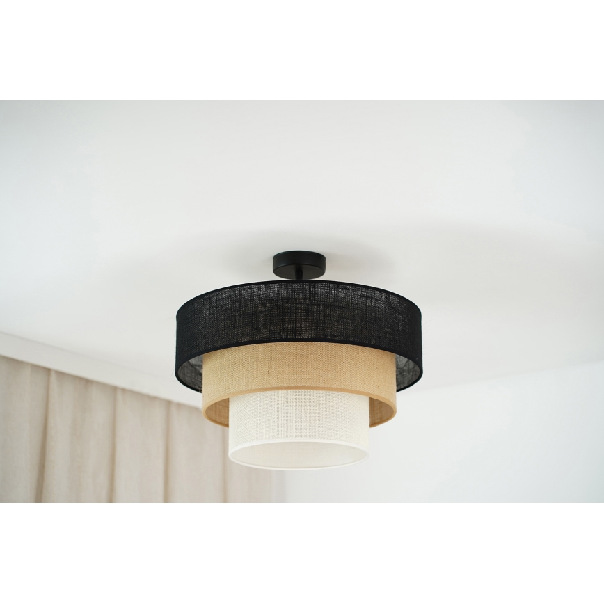 Brilagi - Virsapmetuma lustra ASPEN LUNETA 1xE27/15W/230V d. 45 cm melna/bēša/krēmkrāsa