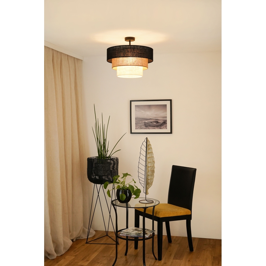 Brilagi - Virsapmetuma lustra ASPEN LUNETA 1xE27/15W/230V d. 45 cm melna/bēša/krēmkrāsa