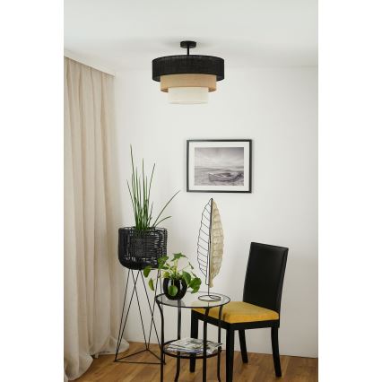 Brilagi - Virsapmetuma lustra ASPEN LUNETA 1xE27/15W/230V d. 45 cm melna/bēša/krēmkrāsa