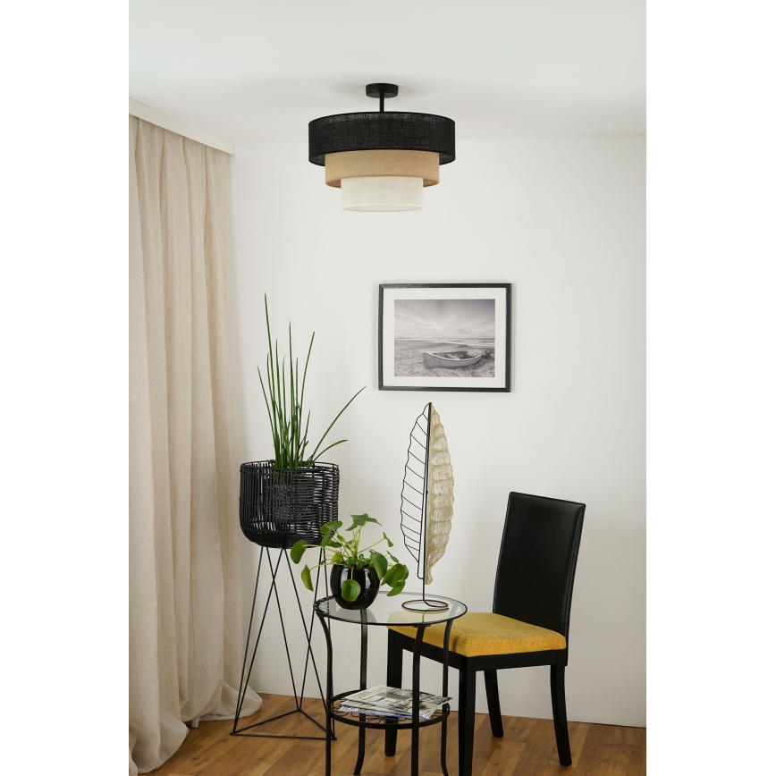 Brilagi - Virsapmetuma lustra ASPEN LUNETA 1xE27/15W/230V d. 45 cm melna/bēša/krēmkrāsa