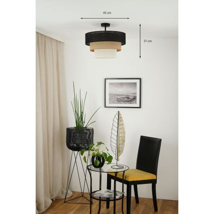 Brilagi - Virsapmetuma lustra ASPEN LUNETA 1xE27/15W/230V d. 45 cm melna/bēša/krēmkrāsa