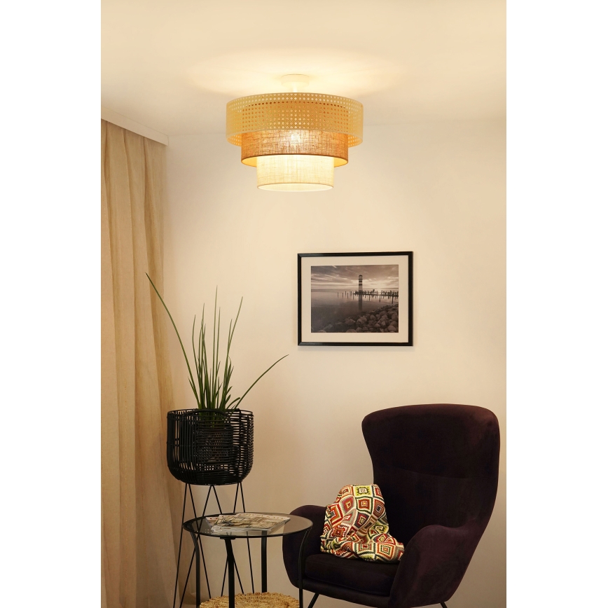 Brilagi - Virsapmetuma lustra CEDAR LUNETA 1xE27/15W/230V d. 45 cm bēša/brūna/krēmkrāsa