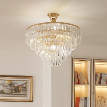 Brilagi - Virsapmetuma lustra CRYSTAL 5xE14/40W/230V zelta