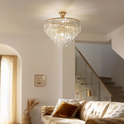 Brilagi - Virsapmetuma lustra CRYSTAL 5xE14/40W/230V zelta