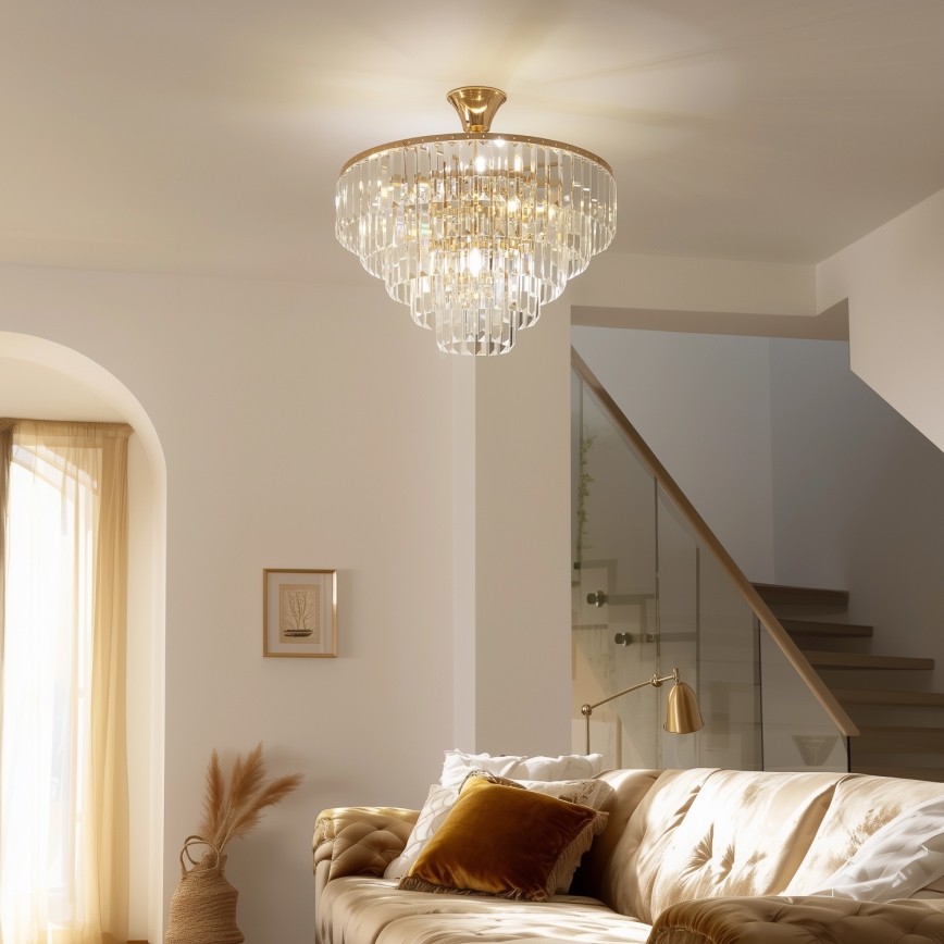 Brilagi - Virsapmetuma lustra CRYSTAL 5xE14/40W/230V zelta