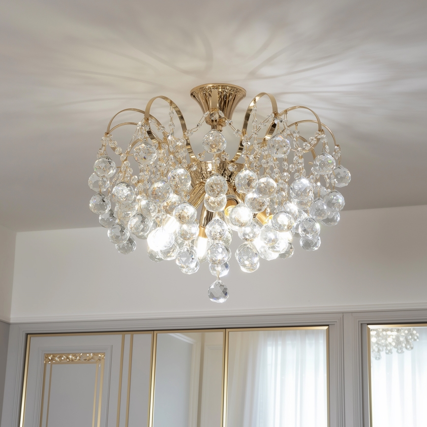 Brilagi - Virsapmetuma lustra CRYSTAL 6xE14/60W/230V zelta