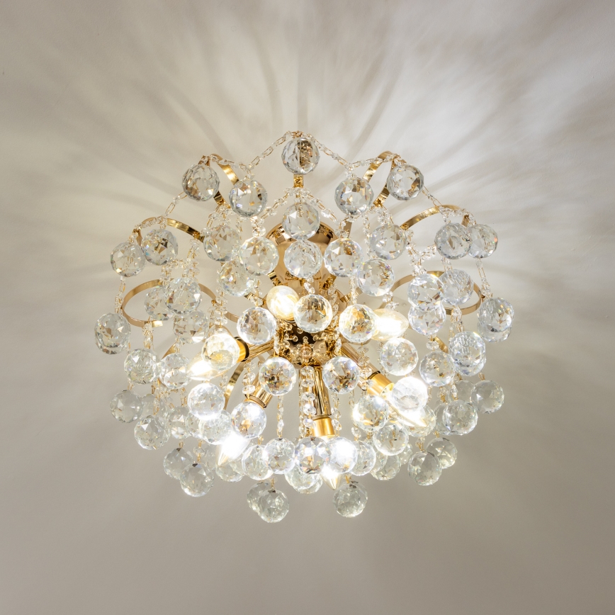 Brilagi - Virsapmetuma lustra CRYSTAL 6xE14/60W/230V zelta
