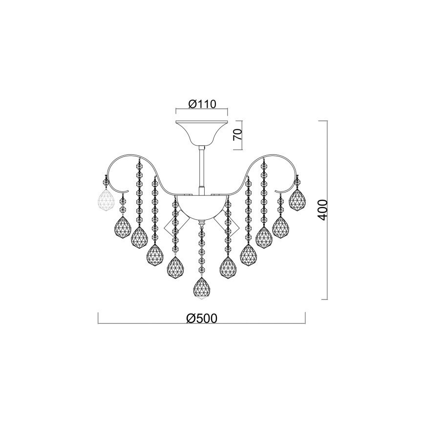 Brilagi - Virsapmetuma lustra CRYSTAL 6xE14/60W/230V zelta