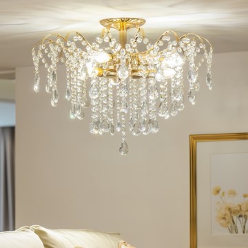 Brilagi - Virsapmetuma lustra CRYSTAL 6xE14/60W/230V zelta
