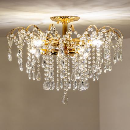 Brilagi - Virsapmetuma lustra CRYSTAL 6xE14/60W/230V zelta