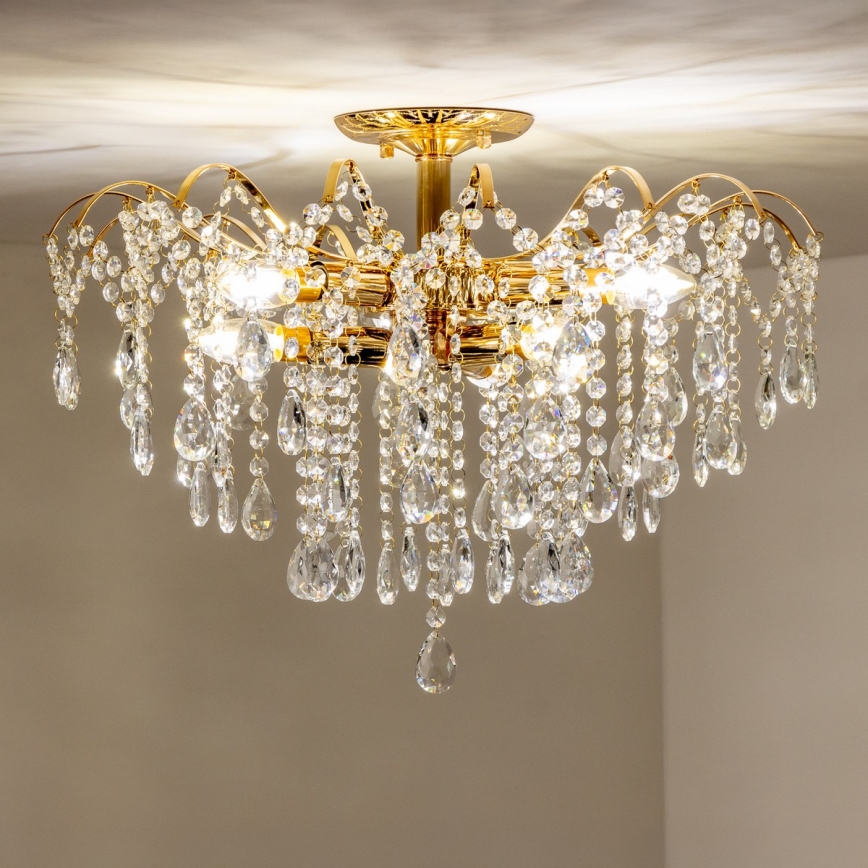 Brilagi - Virsapmetuma lustra CRYSTAL 6xE14/60W/230V zelta