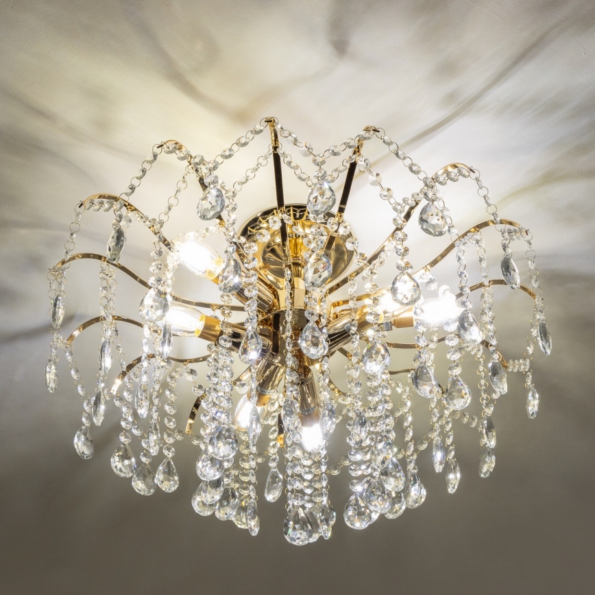Brilagi - Virsapmetuma lustra CRYSTAL 6xE14/60W/230V zelta
