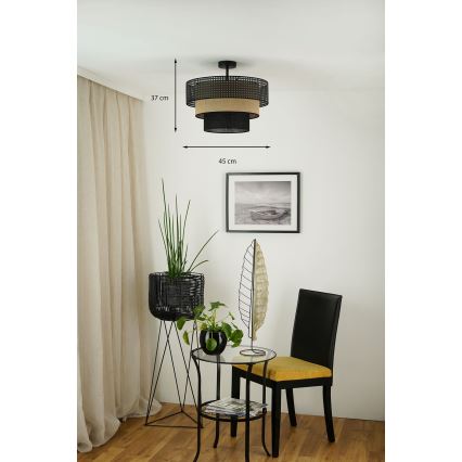 Brilagi - Virsapmetuma lustra DAKOTA LUNETA 1xE27/15W/230V d. 45 cm melna/bēša