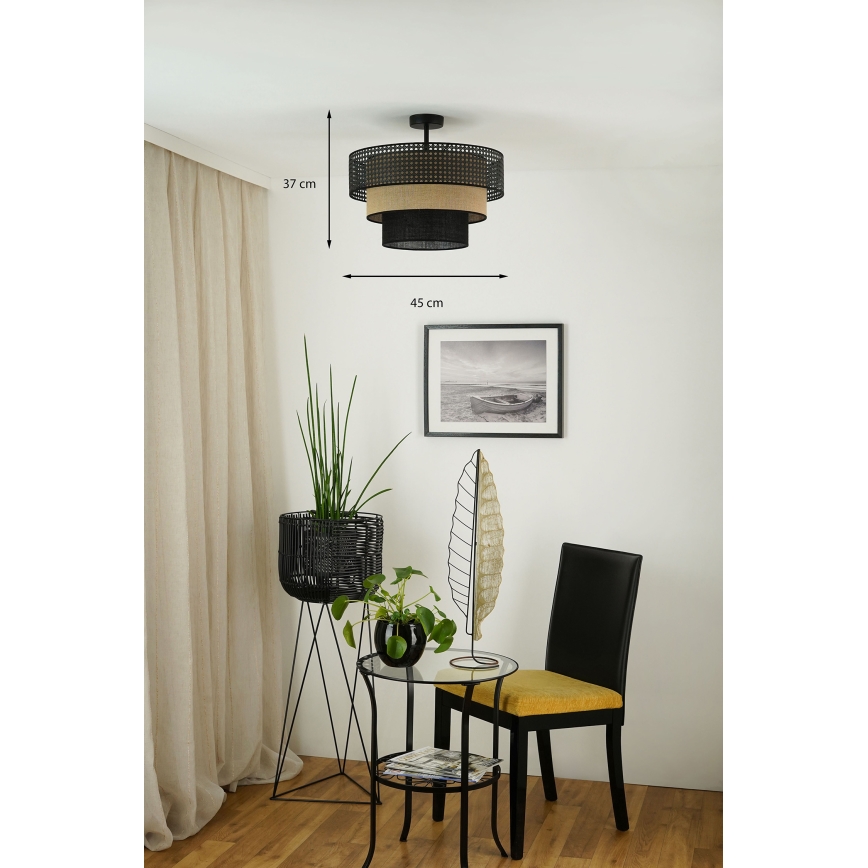 Brilagi - Virsapmetuma lustra DAKOTA LUNETA 1xE27/15W/230V d. 45 cm melna/bēša