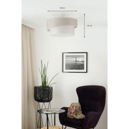 Brilagi - Virsapmetuma lustra DOVER SHINE 1xE27/15W/230V d. 50 cm pelēka/krēmkrāsa