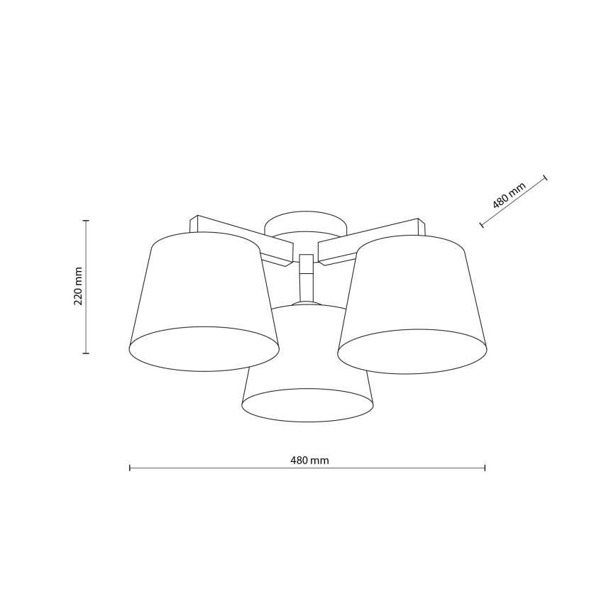 Brilagi - Virsmas griestu lampa LATTE 3xE27/60W/230V priede/balta