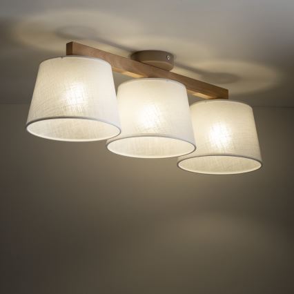 Brilagi - Virsmas griestu lampa LATTE SABIA 3xE27/60W/230V priede/balta