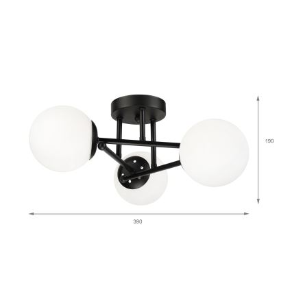 Brilagi - Virsmas griestu lampa MALIVA 3xE14/15W/230V melna/balta