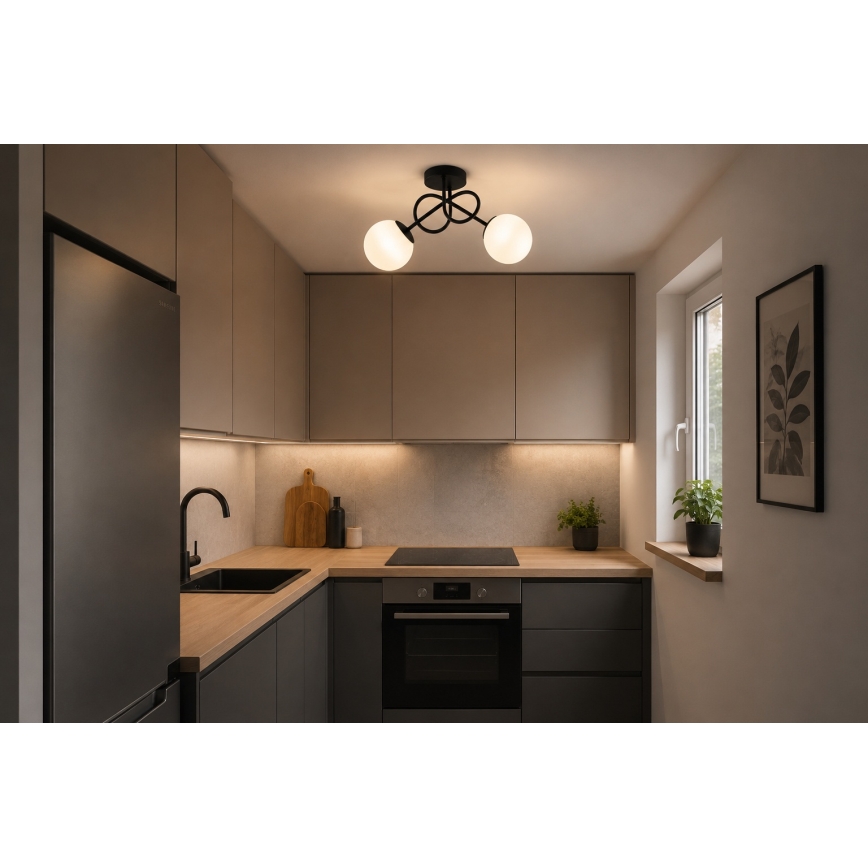 BRILAGI - virsmas griestu lukturis MILO 2xE27/60W/230V melns