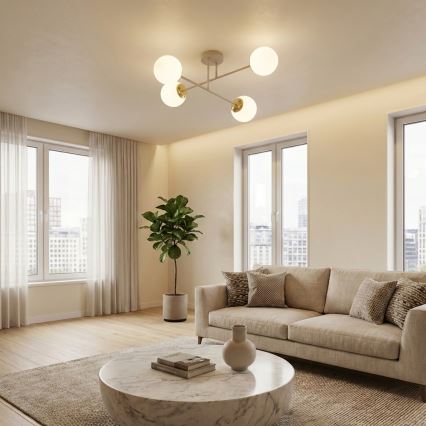 Brilagi - Virsmas griestu lustra 4xE27/60W/230V bēša/zelta