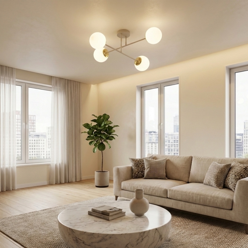 Brilagi - Virsmas griestu lustra 4xE27/60W/230V bēša/zelta