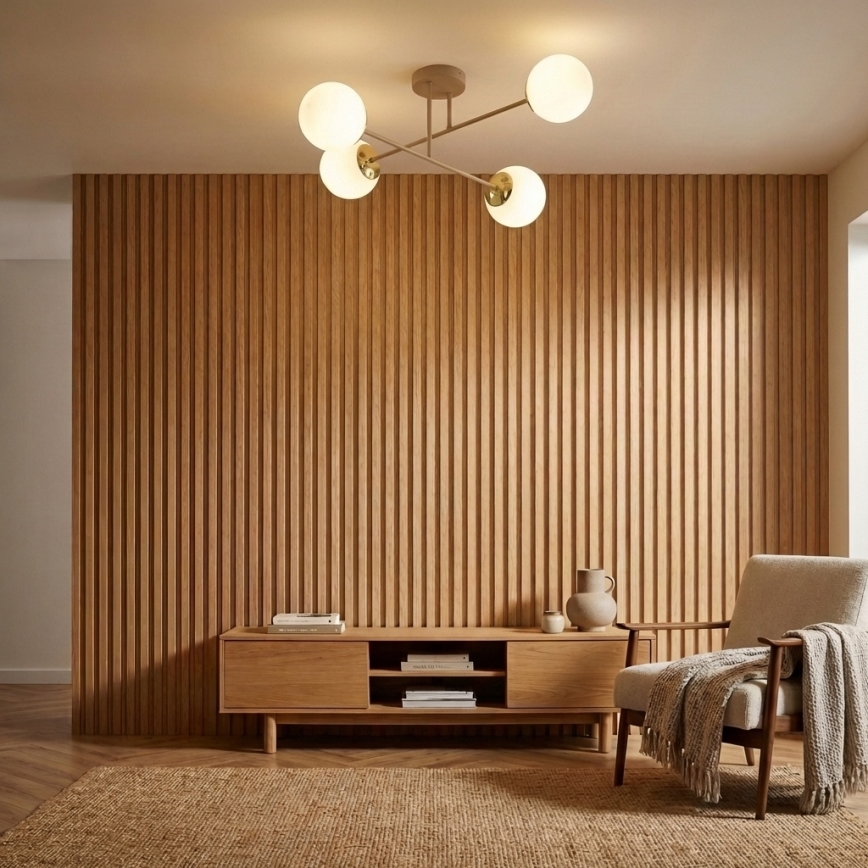 Brilagi - Virsmas griestu lustra 4xE27/60W/230V bēša/zelta