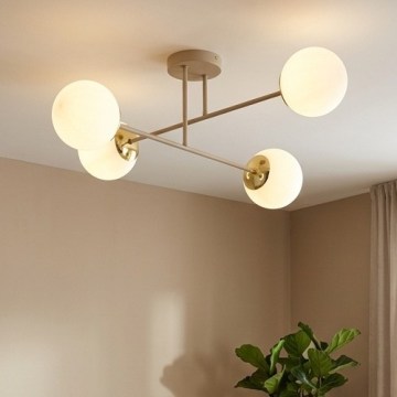 Brilagi - Virsmas griestu lustra MILO ECRU 4xE27/60W/230V bēša/zelta