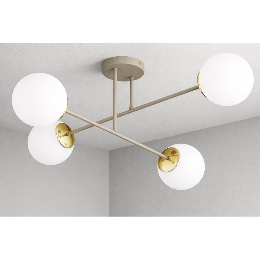 Brilagi - Virsmas griestu lustra MILO ECRU 4xE27/60W/230V bēša/zelta