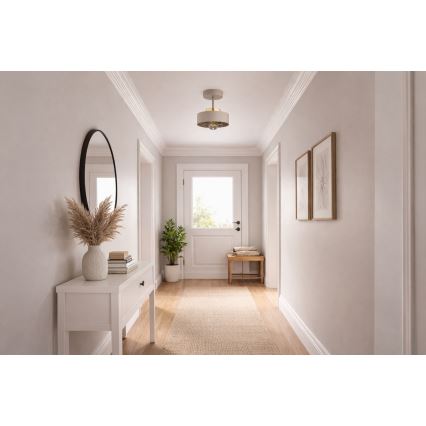 Brilagi - virsmas montāžas griestu lampa SPRING 1xE27/60W/230V bēšs/zelts