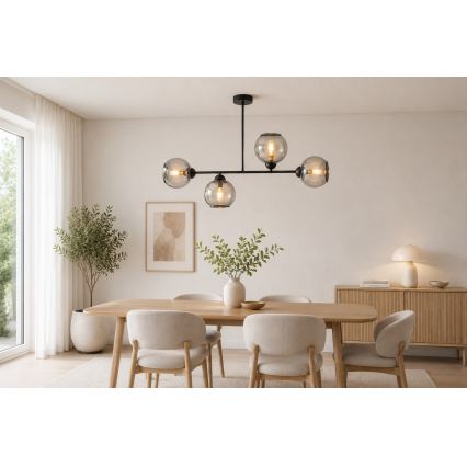BRILAGI - virsmas montējamā griestu lampa DIOR 4xE27/60W/230V melna/dūmota pelēka