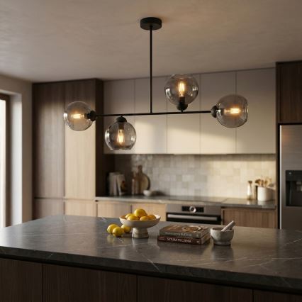 BRILAGI - virsmas montējamā griestu lampa DIOR 4xE27/60W/230V melna/dūmota pelēka