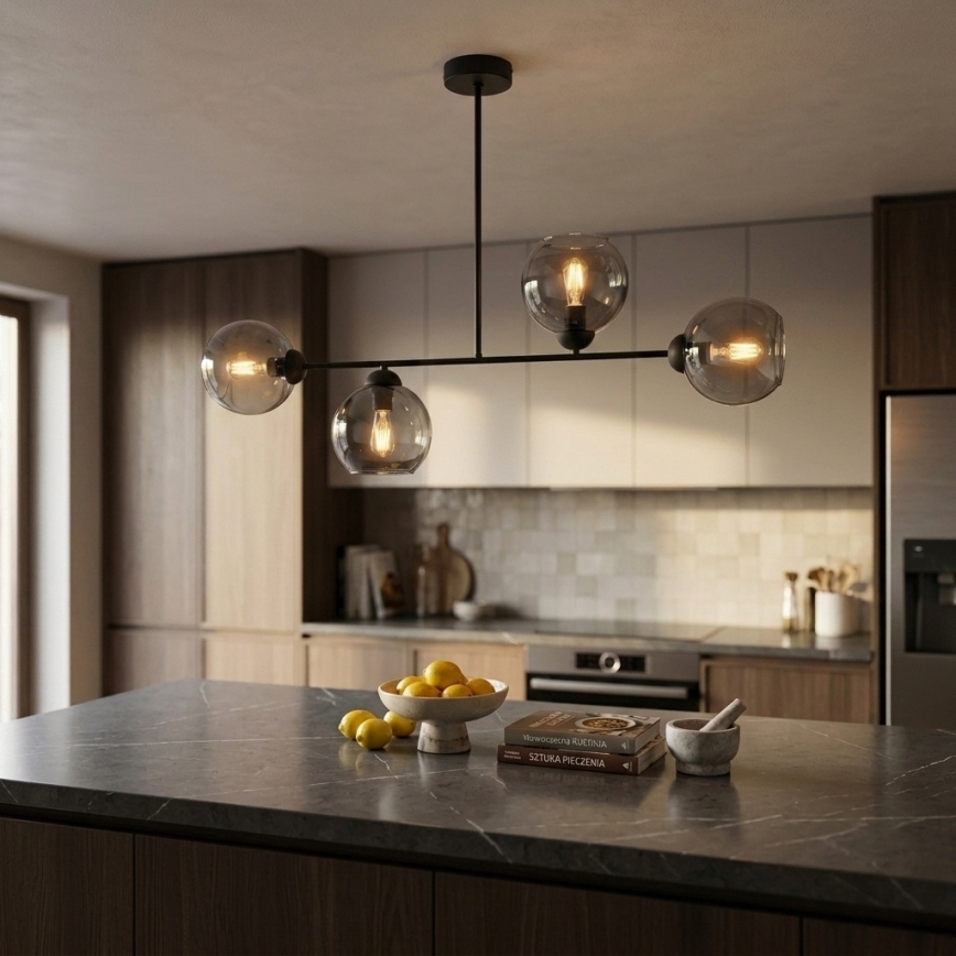 BRILAGI - virsmas montējamā griestu lampa DIOR 4xE27/60W/230V melna/dūmota pelēka