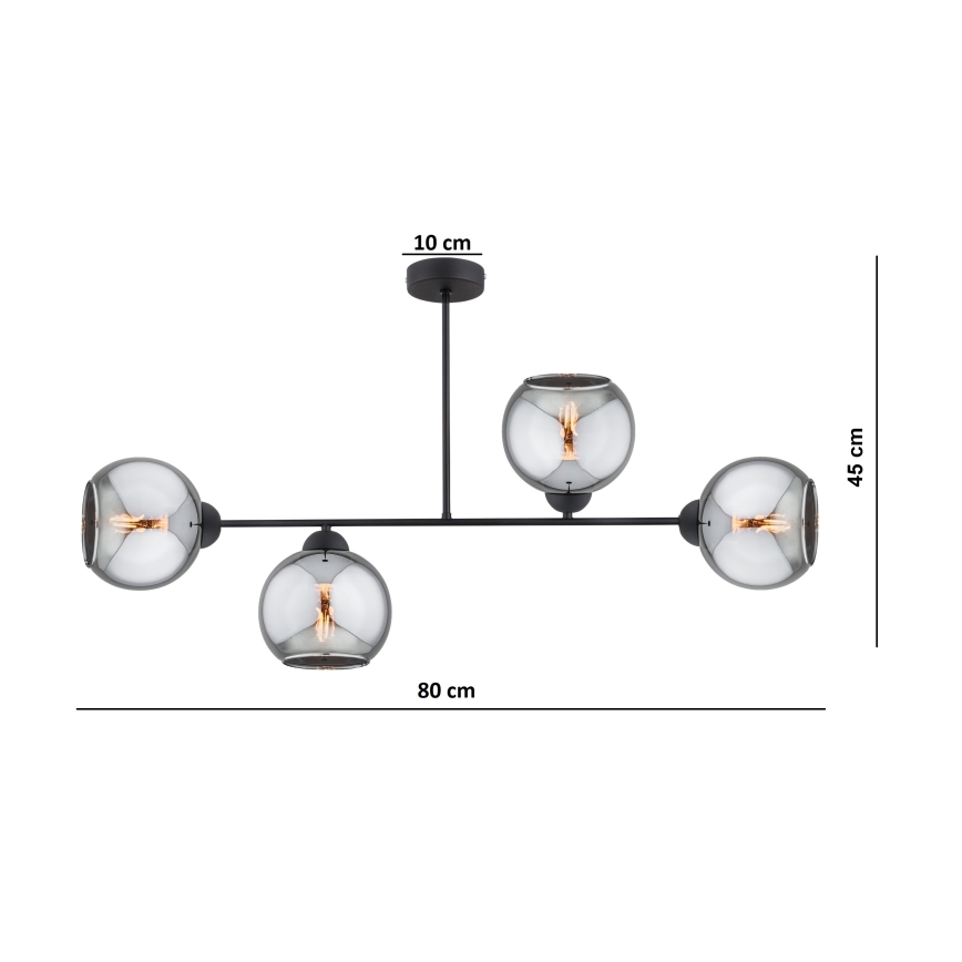BRILAGI - virsmas montējamā griestu lampa DIOR 4xE27/60W/230V melna/dūmota pelēka