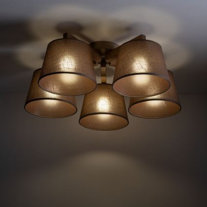 Brilagi - Virsmas montējamā griestu lampa LATTE SABIA 5xE27/15W/230V priede/brūna