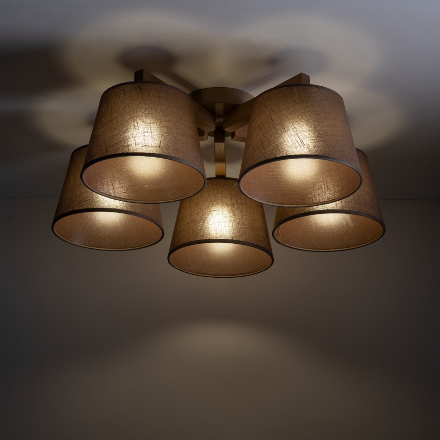 Brilagi - Virsmas montējamā griestu lampa LATTE SABIA 5xE27/15W/230V priede/brūna