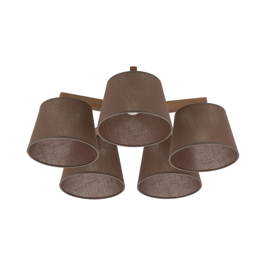 Brilagi - Virsmas montējamā griestu lampa LATTE SABIA 5xE27/15W/230V priede/brūna