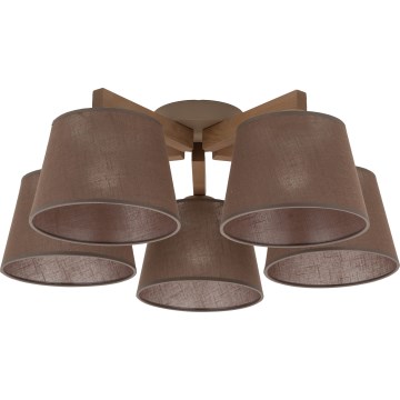 Brilagi - Virsmas montējamā griestu lampa LATTE SABIA 5xE27/60W/230V priede/brūna