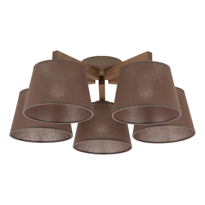 Brilagi - Virsmas montējamā griestu lampa LATTE SABIA 5xE27/60W/230V priede/brūna